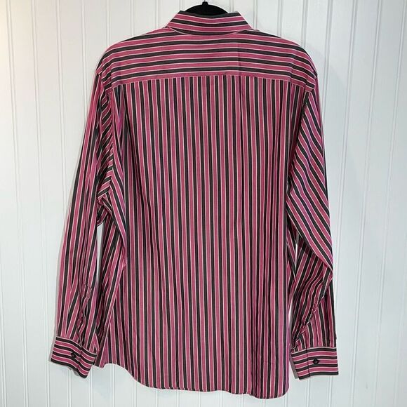 Michael Michael Kors Button Down Shirt Men Large Pink Stripped Long Sleeve - Picture 8 of 13